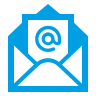 Blaues Briefsymbol mit einem @-Symbol